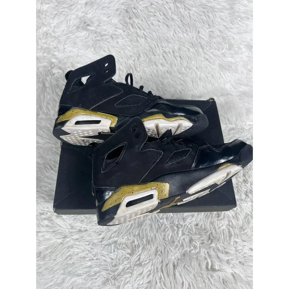 Air Jordan Flight Club 91 Shoes Youth Size 7Y Black Metallic Gold GS 555472-031